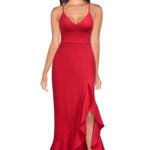 New Deep-V Neck Halter Ruffle Sleeveless Party Max